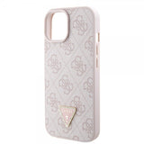 Guess iPhone 15 Kuoret Metalli Logo Strassit Olkahihna Vaaleanpunainen