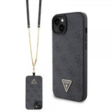 Guess iPhone 15 Kuoret Metal Logo Strass Crossbody Strap Musta