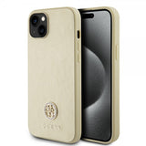 Guess iPhone 15 Kuoret Metalli Logo Strass Kulta