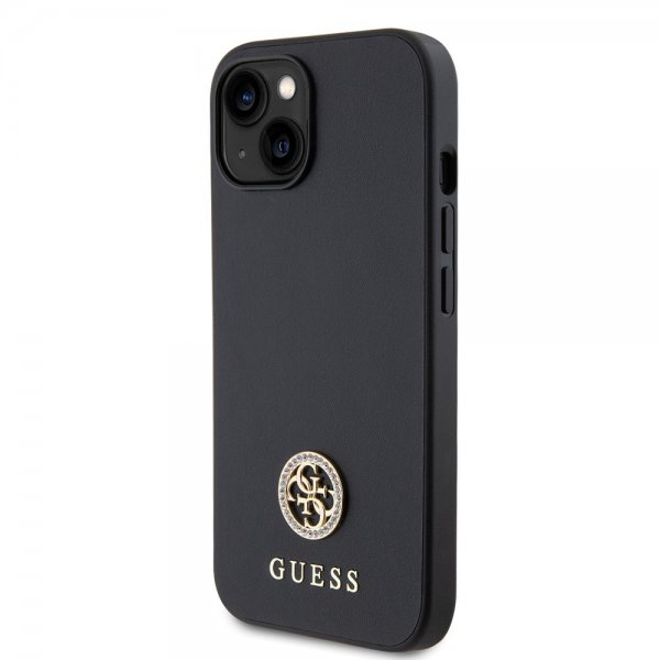 Guess iPhone 15 Kuori Metal Logo Strass Musta