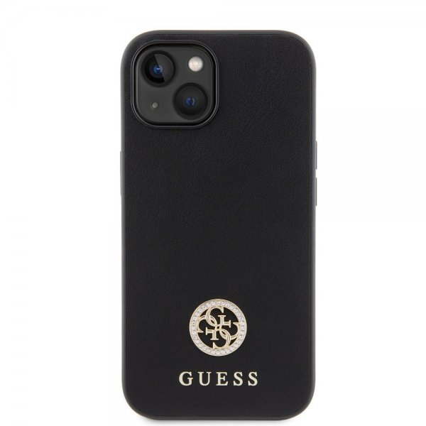 Guess iPhone 15 Kuori Metal Logo Strass Musta