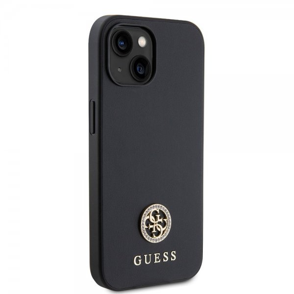 Guess iPhone 15 Kuori Metal Logo Strass Musta