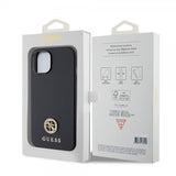 Guess iPhone 15 Kuori Metal Logo Strass Musta