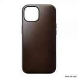 Nomad iPhone 15 Modern Leather Case -kuori Horween Rustic Brown