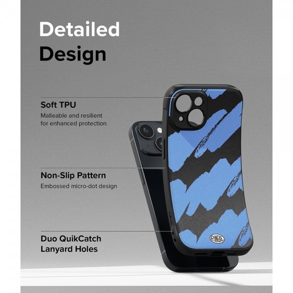 Ringke iPhone 15 -kuori, Onyx Design, Blue Brush