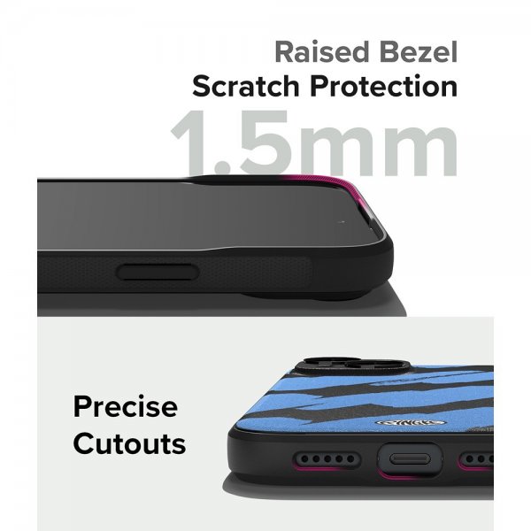 Ringke iPhone 15 -kuori, Onyx Design, Blue Brush