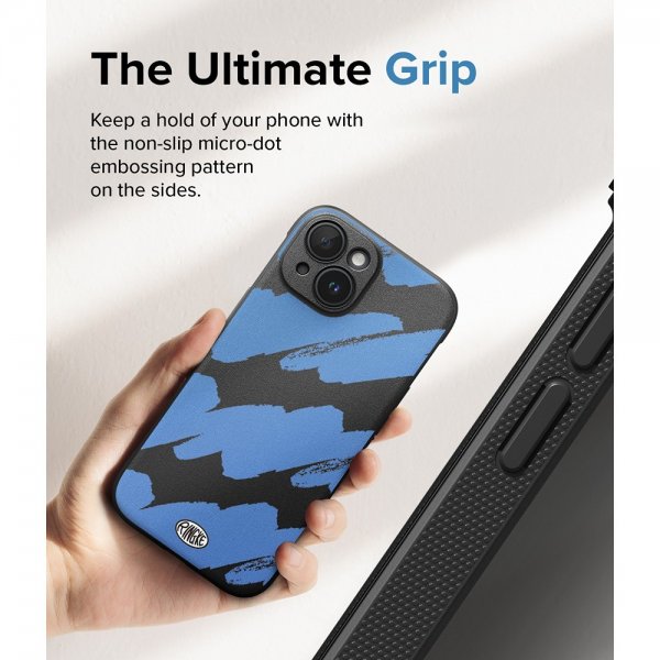 Ringke iPhone 15 -kuori, Onyx Design, Blue Brush