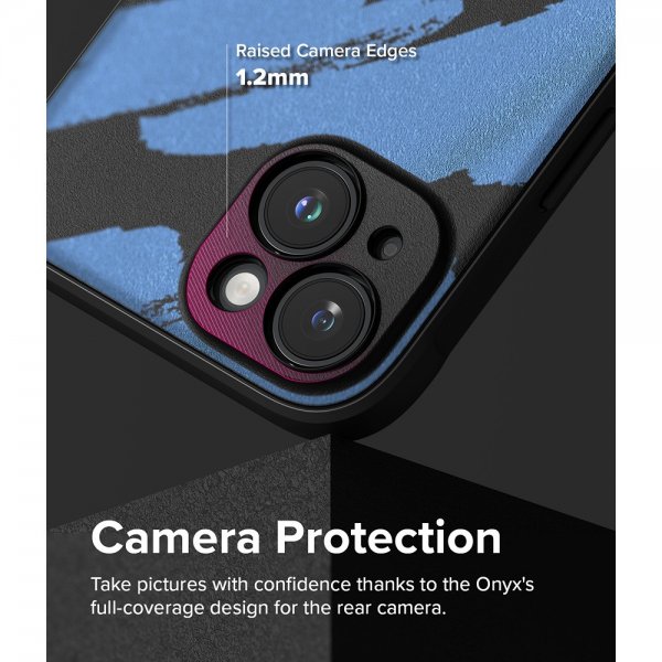 Ringke iPhone 15 -kuori, Onyx Design, Blue Brush