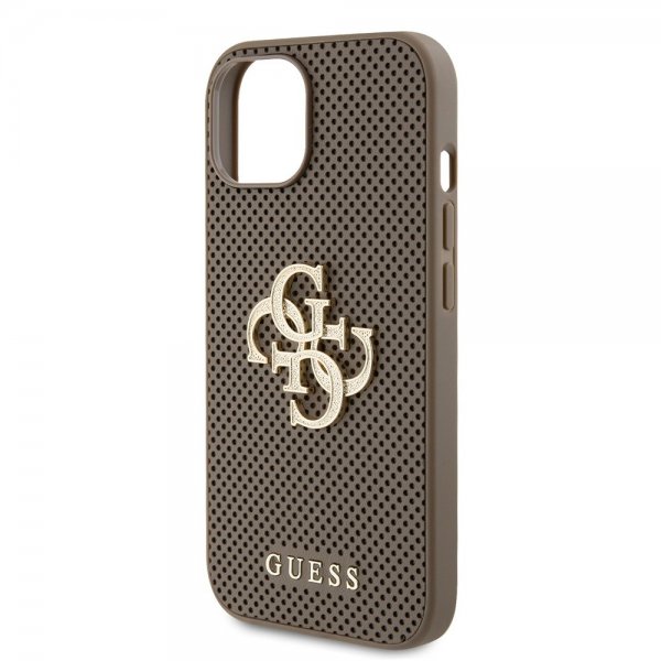 Guess iPhone 15 Kuoret Perforoitu Glitter Ruskea