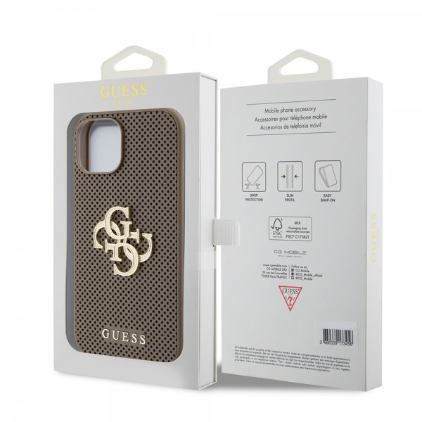 Guess iPhone 15 Kuoret Perforoitu Glitter Ruskea