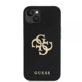 Guess iPhone 15 Perforoitu Glitter Musta -kuori