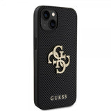 Guess iPhone 15 Perforoitu Glitter Musta -kuori
