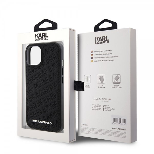 Karl Lagerfeld iPhone 15 Suojakuori Quilted K Pattern Musta