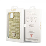 Guess iPhone 15 Kuoret Rhinestone Kulta