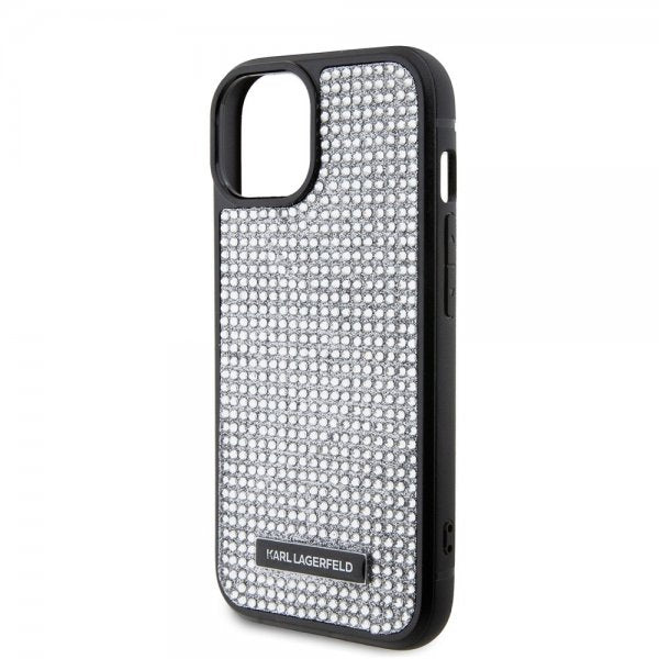 Karl Lagerfeld iPhone 15 -kuori Rhinestone Silver