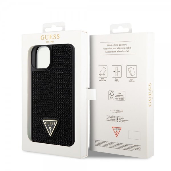 Guess iPhone 15 Kuoret Rhinestone Musta
