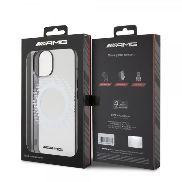 Mercedes Benz iPhone 15 Kuori Rhombus Pattern MagSafe AMG Läpinäkyvä