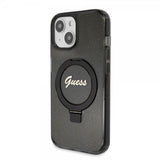 Guess iPhone 15 Kuori Sormusteline Glitter MagSafe Musta