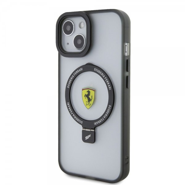 Ferrari iPhone 15 Kuori Sormusteline MagSafe Musta