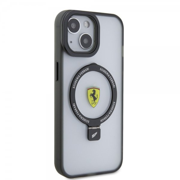 Ferrari iPhone 15 Kuori Sormusteline MagSafe Musta