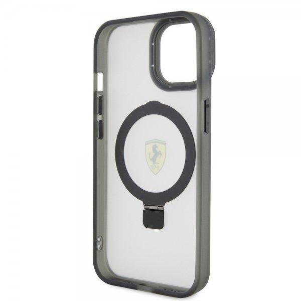 Ferrari iPhone 15 Kuori Sormusteline MagSafe Musta