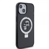 Karl Lagerfeld iPhone 15 -suojakuori sormipidikkeellä ja MagSafella, musta