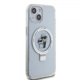 Karl Lagerfeld iPhone 15 -kuori jalustalla MagSafe valkoinen