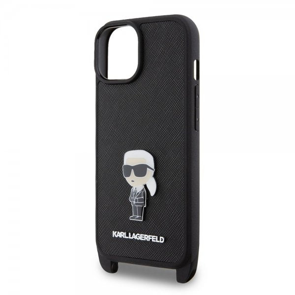 Karl Lagerfeld iPhone 15 Suojakuori Saffiano Crossbody Musta