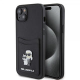 Karl Lagerfeld iPhone 15 Saffiano Double Cardslot -kuori, musta