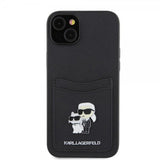 Karl Lagerfeld iPhone 15 Saffiano Double Cardslot -kuori, musta
