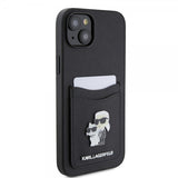Karl Lagerfeld iPhone 15 Saffiano Double Cardslot -kuori, musta