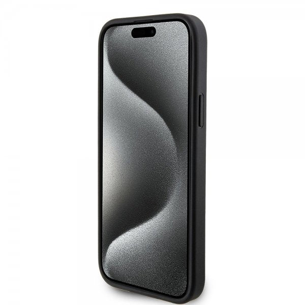 Karl Lagerfeld iPhone 15 Saffiano Double Cardslot -kuori, musta