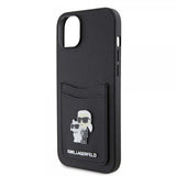 Karl Lagerfeld iPhone 15 Saffiano Double Cardslot -kuori, musta