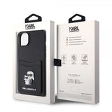 Karl Lagerfeld iPhone 15 Saffiano Double Cardslot -kuori, musta