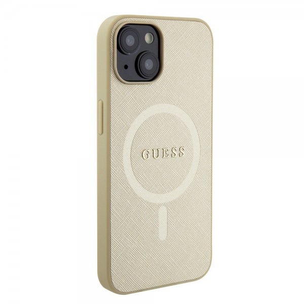 Guess iPhone 15 Kuoret Saffiano MagSafe Beige