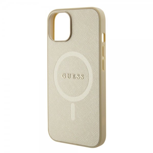 Guess iPhone 15 Kuoret Saffiano MagSafe Beige