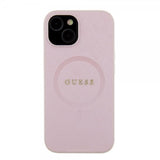 Guess iPhone 15 Saffiano MagSafe -kuori pinkki