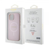 Guess iPhone 15 Saffiano MagSafe -kuori pinkki