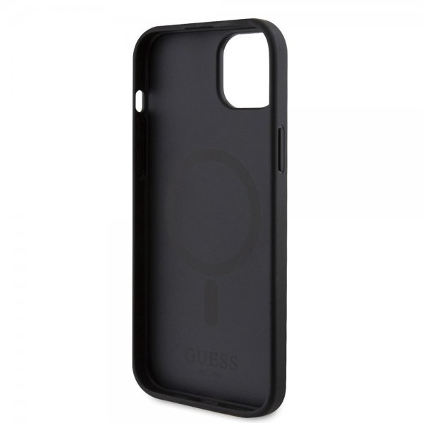 Guess iPhone 15 Saffiano MagSafe -suojakuori, musta