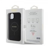 Guess iPhone 15 Saffiano MagSafe -suojakuori, musta
