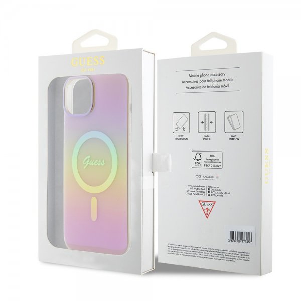 Guess iPhone 15 Kuoret Script MagSafe Pinkki