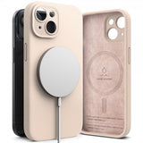 Ringke iPhone 15 Silicone Magnetic Pink Sand -suojakuori