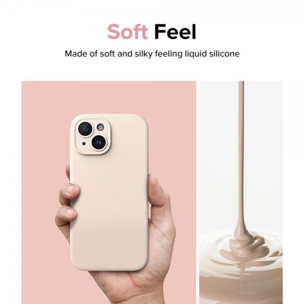 Ringke iPhone 15 Silicone Magnetic Pink Sand -suojakuori