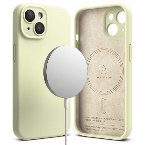 Ringke iPhone 15 Silicone Magnetic Sunny Lime -suojakuori