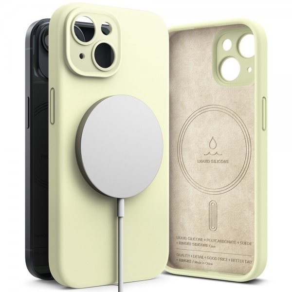 Ringke iPhone 15 Silicone Magnetic Sunny Lime -suojakuori