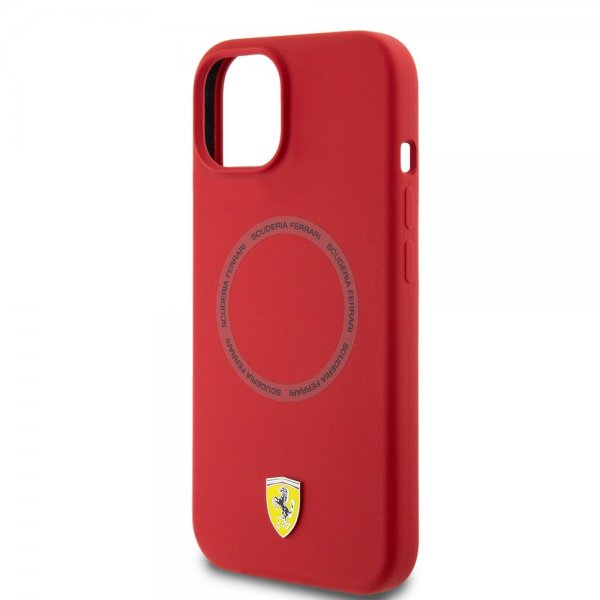 Ferrari iPhone 15 Silikonikuori MagSafe Punainen