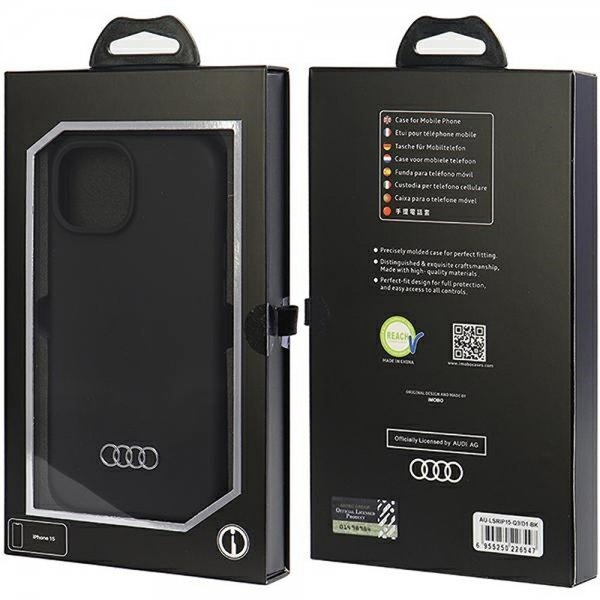 Audi iPhone 15 Silikonikuoret Musta