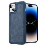 X-Level iPhone 15 -kuori, liitoskohdalla, sininen