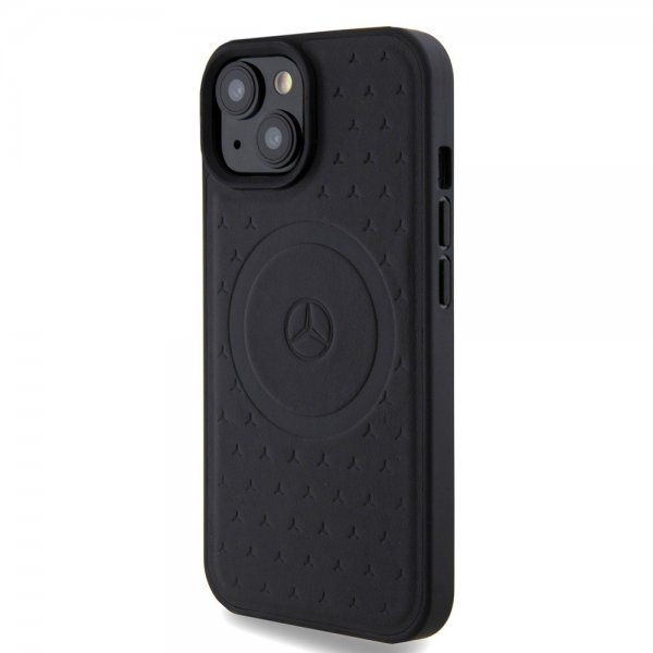 Mercedes Benz iPhone 15 Kuoret Star Pattern MagSafe Musta