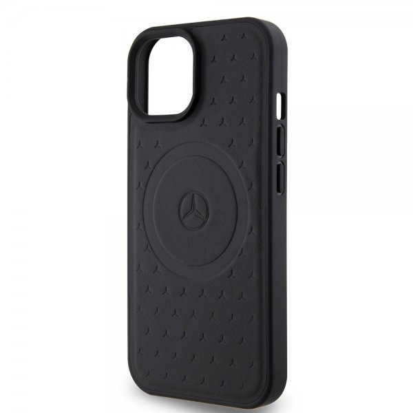 Mercedes Benz iPhone 15 Kuoret Star Pattern MagSafe Musta